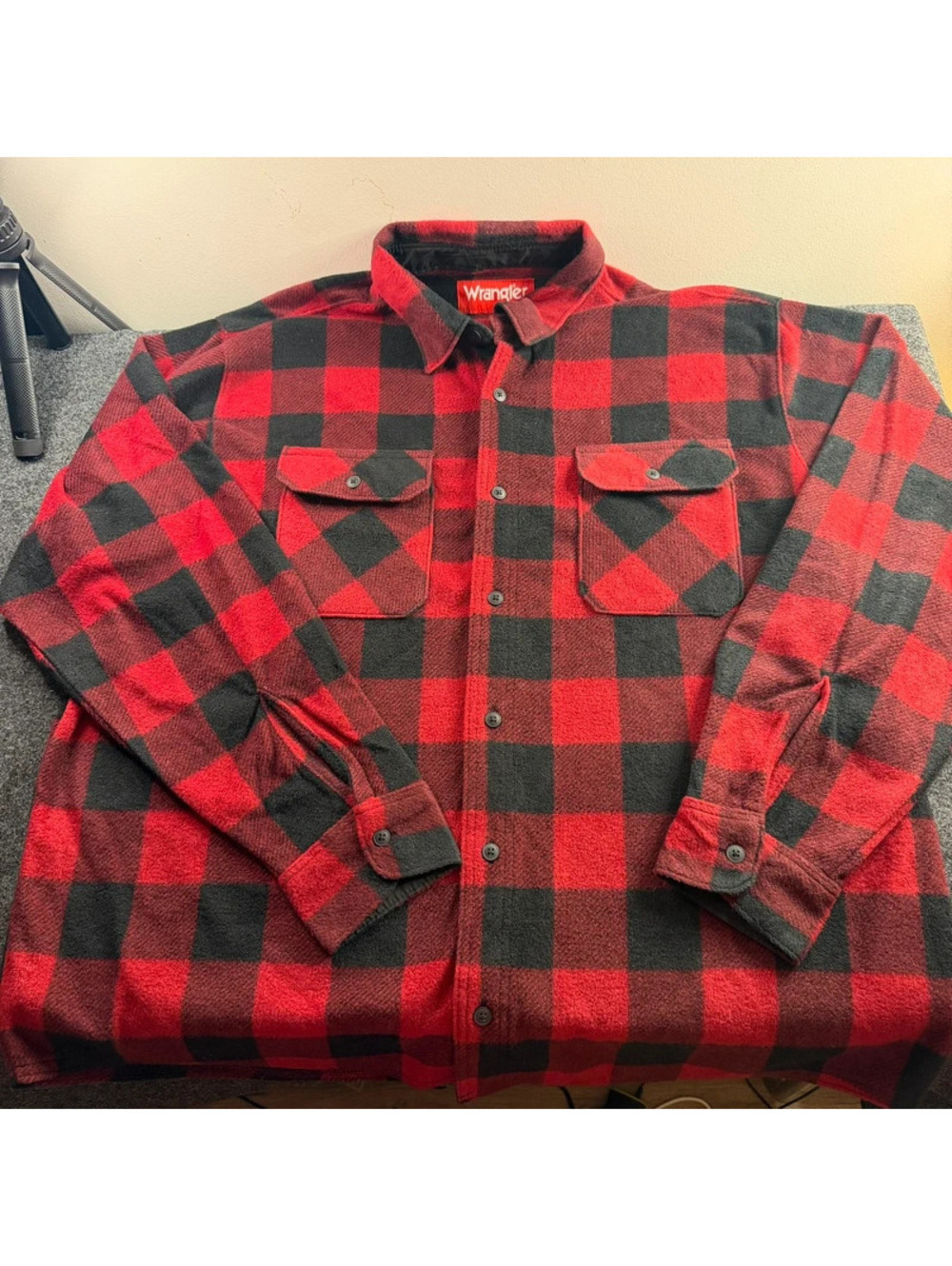 Wrangler XL Red Black Buffalo Plaid Shirt Jacket